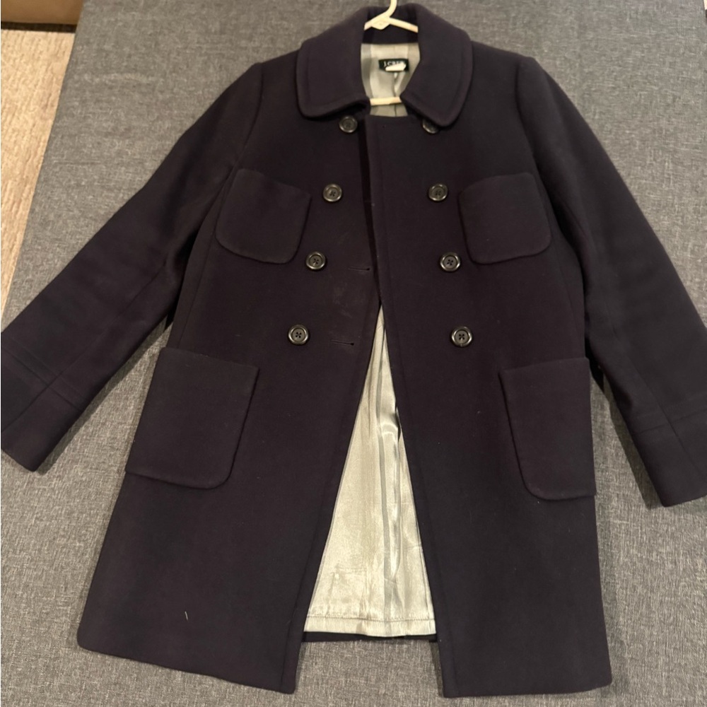 J. Crew Blue Pea Coat Double-Breasted Wool